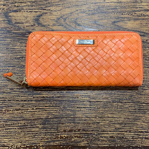 Cole Haan Handbags - Cole Haan Heritage Weave  Orange Leather Wallet